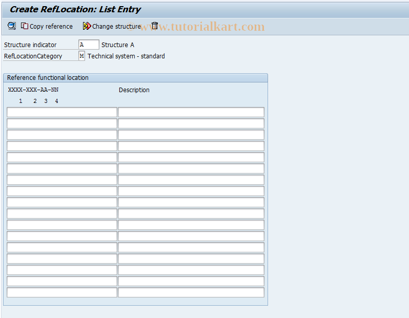SAP TCode IL14 - Create RefLocation: List Entry