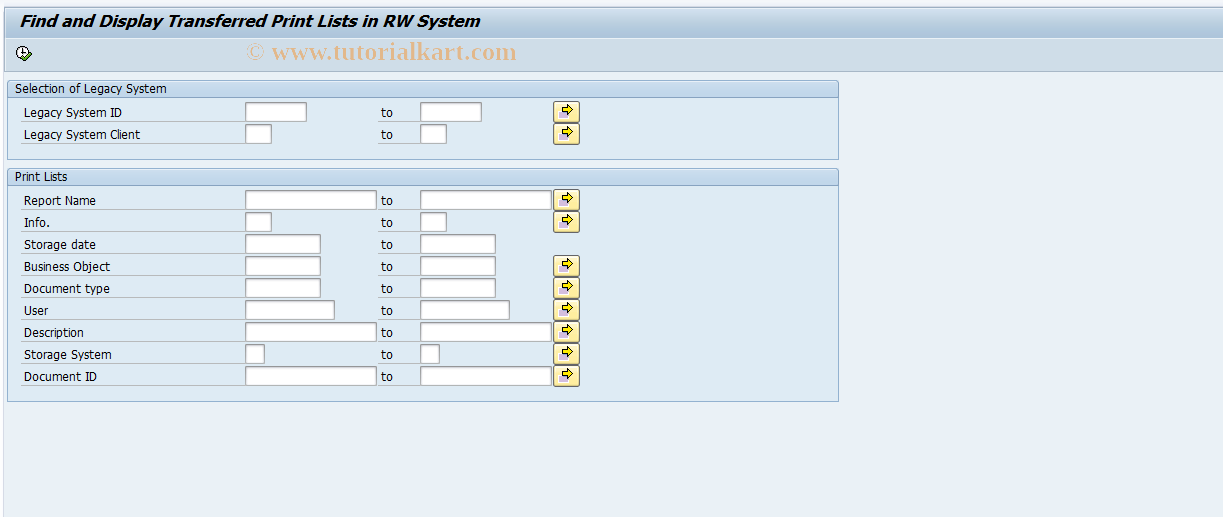 SAP TCode ILMPRLISTRW - Print Lists: Find and Display in RW