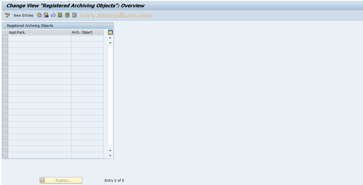 SAP TCode ILM_C_RAOB - Register Archiving Objects