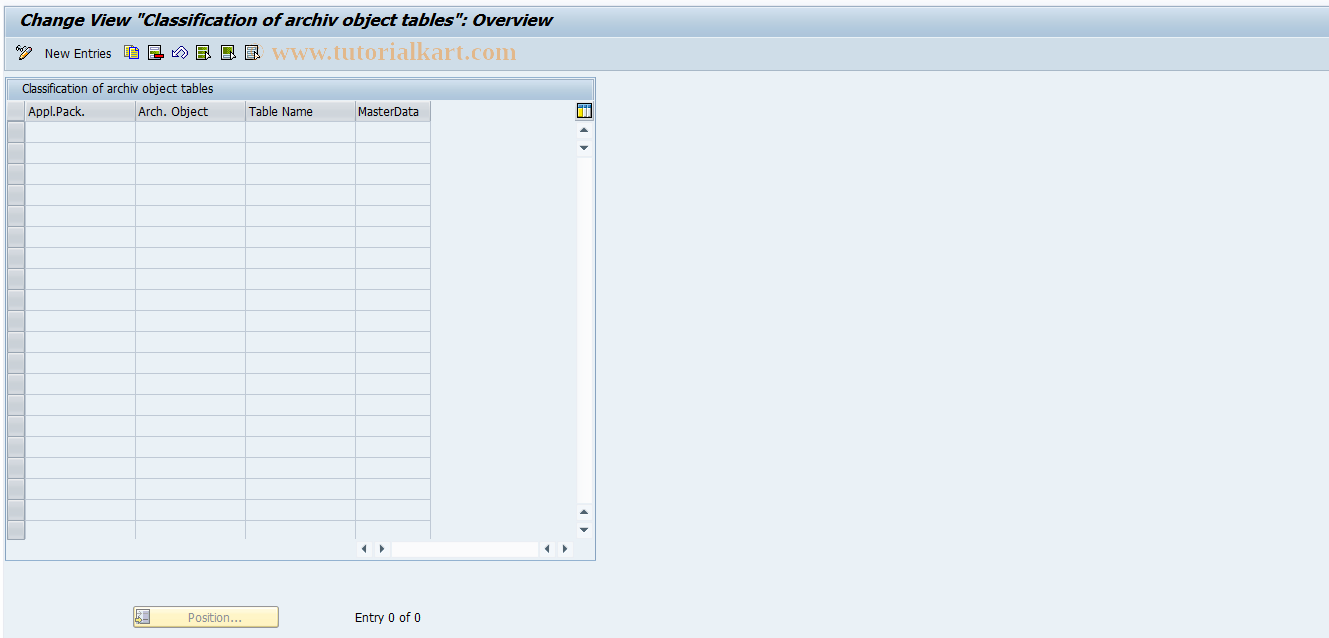 SAP TCode ILM_C_RAOB_TAB - Register Archiving Objects Tables