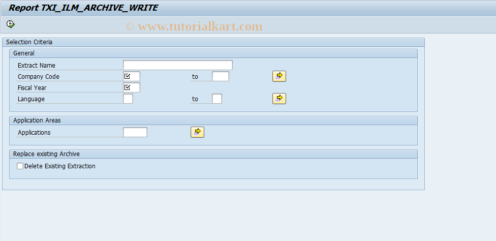 SAP TCode ILM_E_SELECT - Run Archiving for ILM