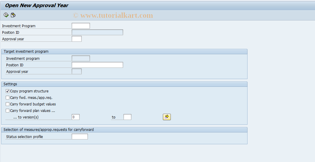 SAP TCode IM27 - IM: Open new approval year