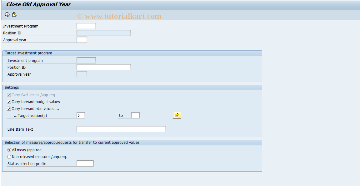 SAP TCode IM27_CLOSE - IM: Close old approval year