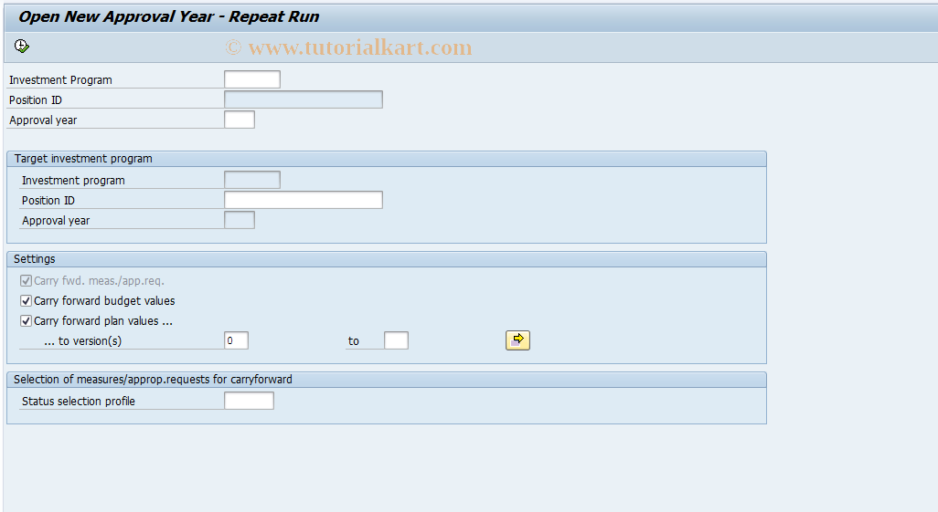 SAP TCode IM27_REPEAT - IM: Open New Approv. Yr- Repeat Run