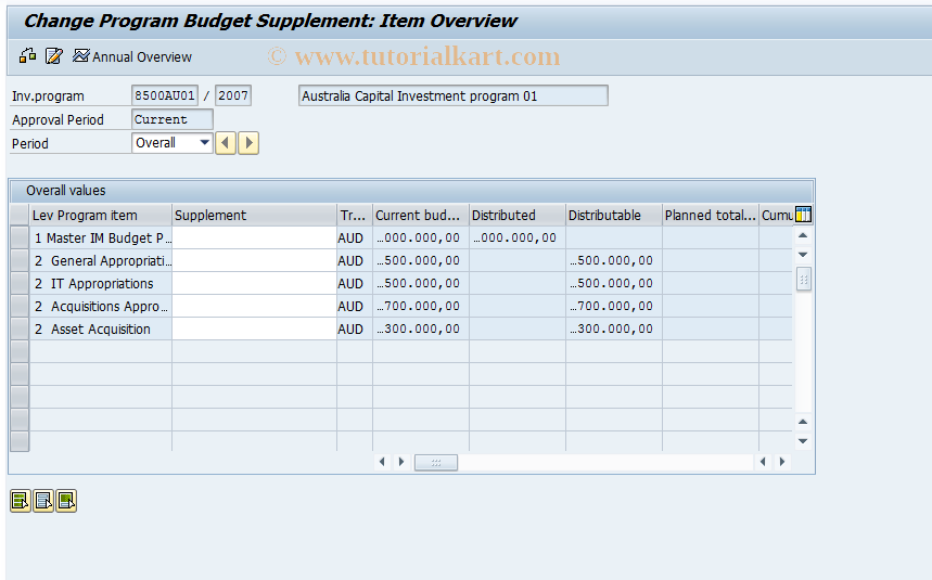 SAP TCode IM30 - Change Supplement to Invoice Prog.Position 