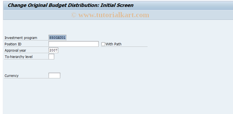 SAP TCode IM42 - Change budget operative objects