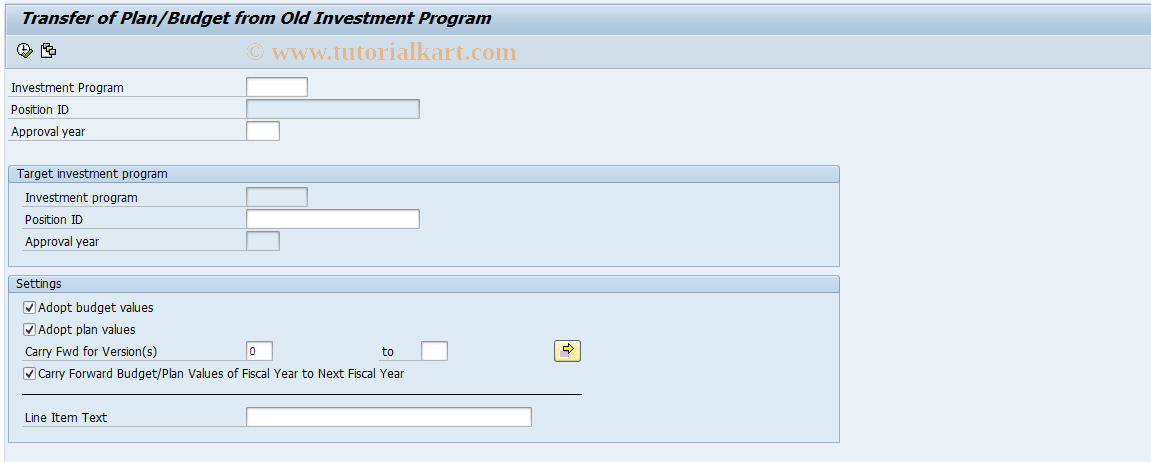 SAP TCode IM64 - Transfer from Old Investment Program