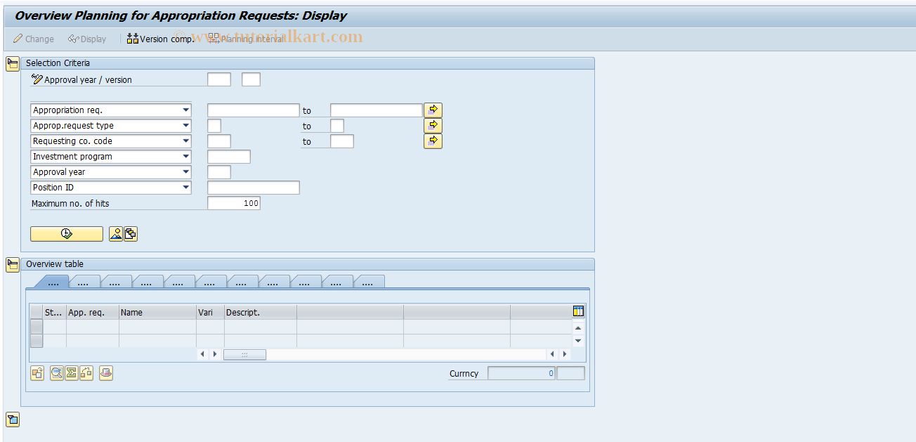 SAP TCode IMAPL2 - Overview Planning