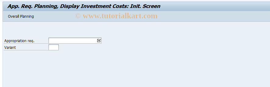 SAP TCode IMAS - Display plan: Appropriation request