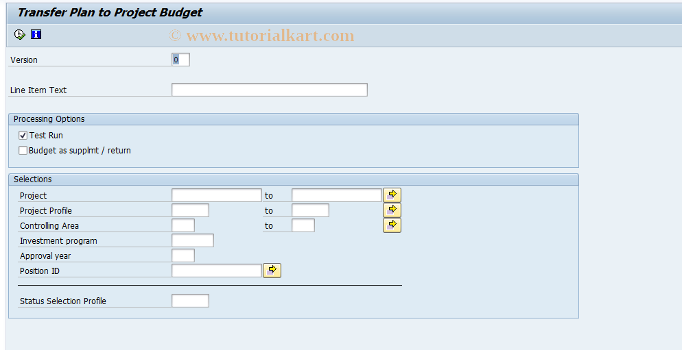 SAP TCode IMCCP3 - Copy Plan -> Budget (Projects)