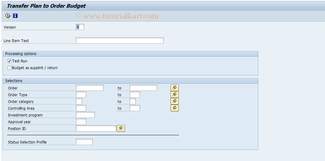 SAP TCode IMCCP4 - Copy Plan -> Budget (Orders)