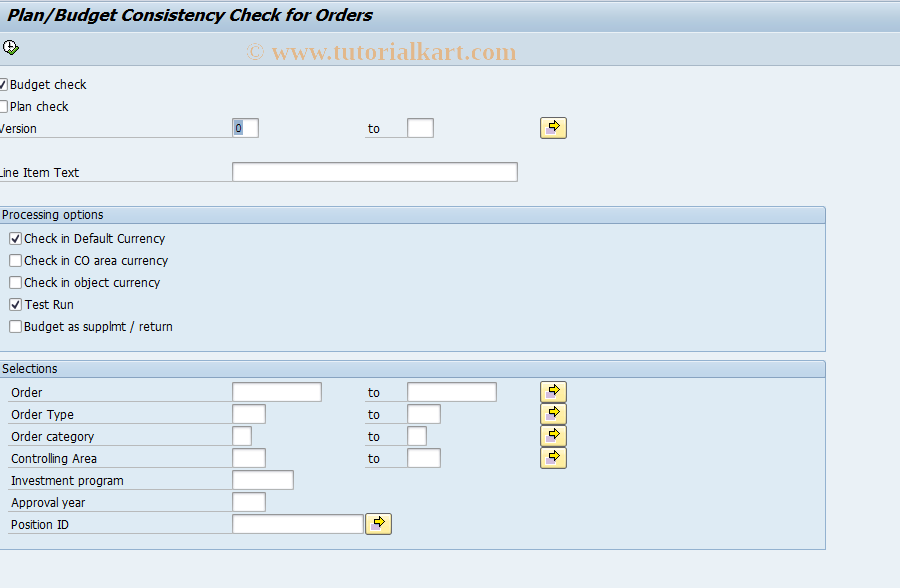 SAP TCode IMCOC4 - Consistency Check (Orders)
