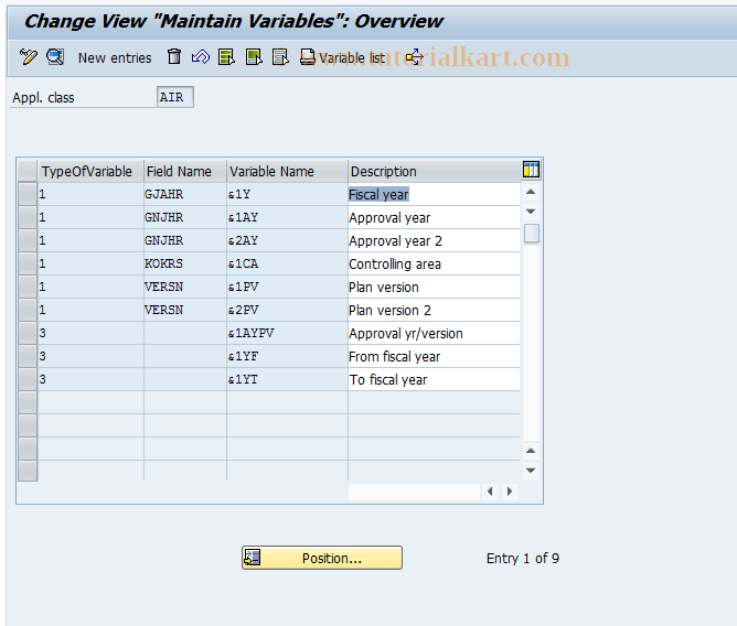 SAP TCode IMDV - App. req: Global variables