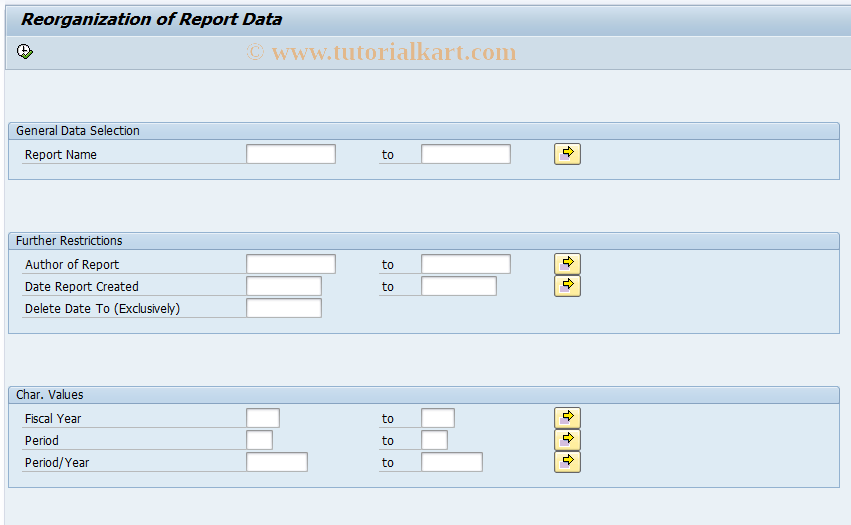 SAP TCode IMDY - App. req: Reorganization report data