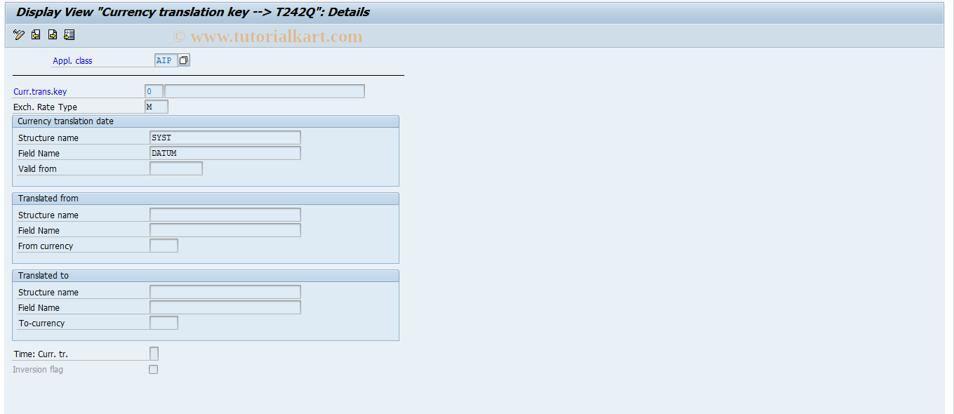 SAP TCode IMEC - Maintenance  of currcy.conv. type inv.prg.