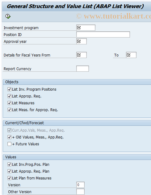 SAP TCode IMR1_ALV - ALV Reporting Investment Program
