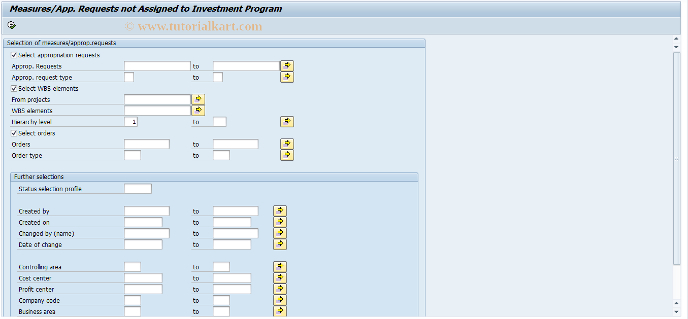 SAP TCode IMR8 - Non-Assigned Measures/App. Requisition 