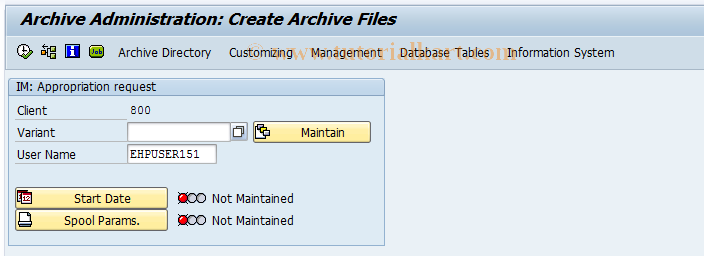 SAP TCode IM_ARCR - Archiving of Approp. Requests