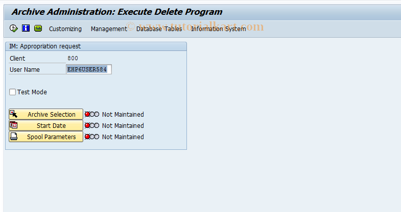 SAP TCode IM_ARDE - Delete Archived App. Requests