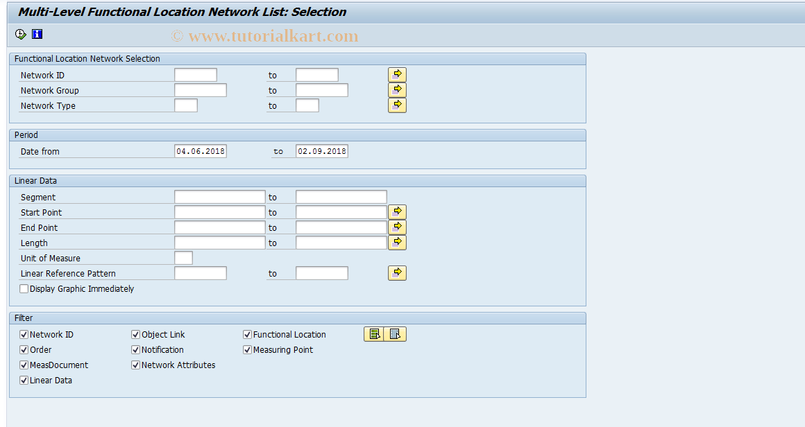 SAP TCode IN24 - Multi-Level FuncLoc Network List