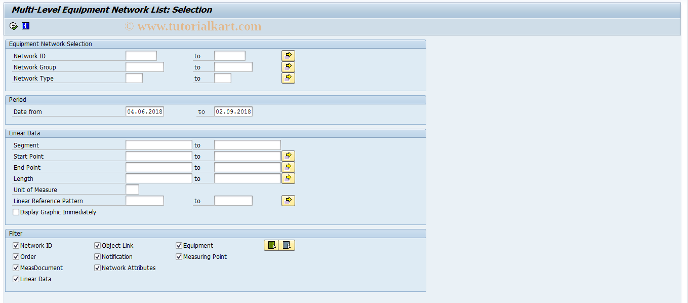 SAP TCode IN25 - Multi-Level Equipment Network List