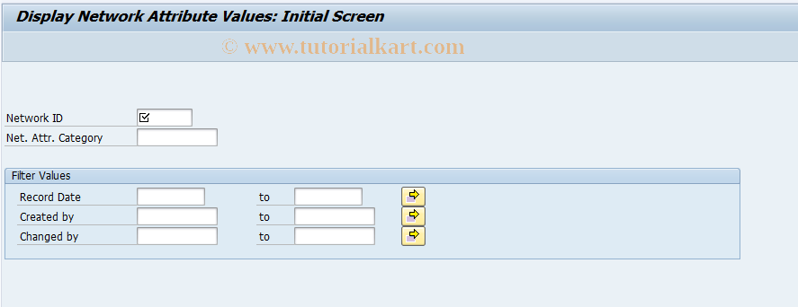 SAP TCode IN33 - Display Network Attribute Values