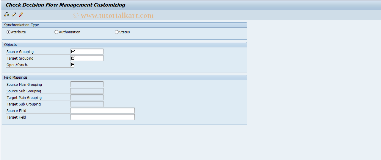 SAP TCode INM_DFM_CUST - Synchronization customizing