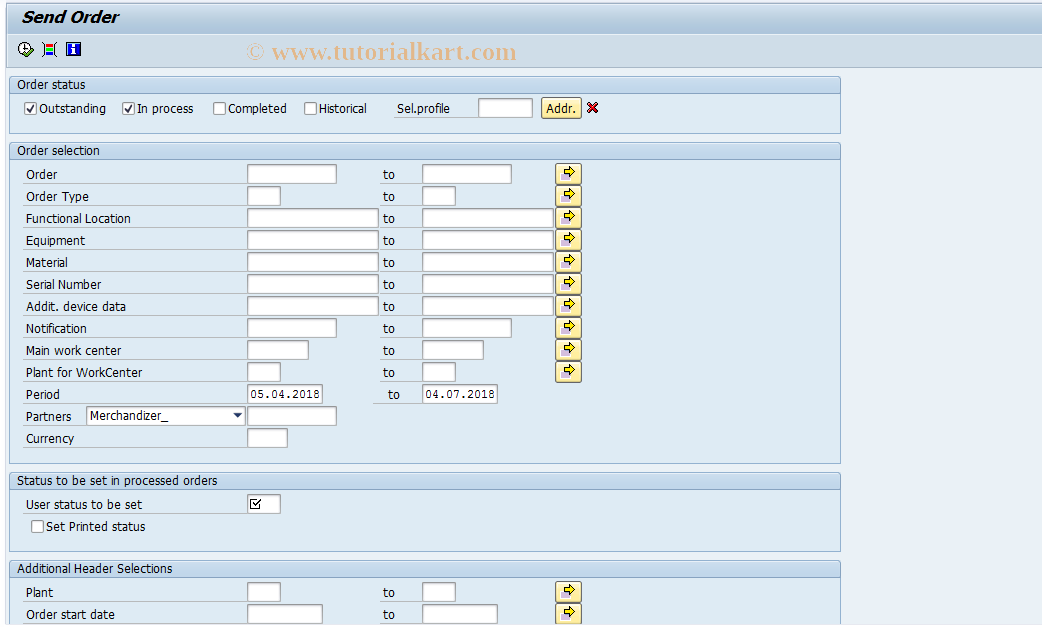 SAP TCode IORD - Create SM/PM Order IDoc