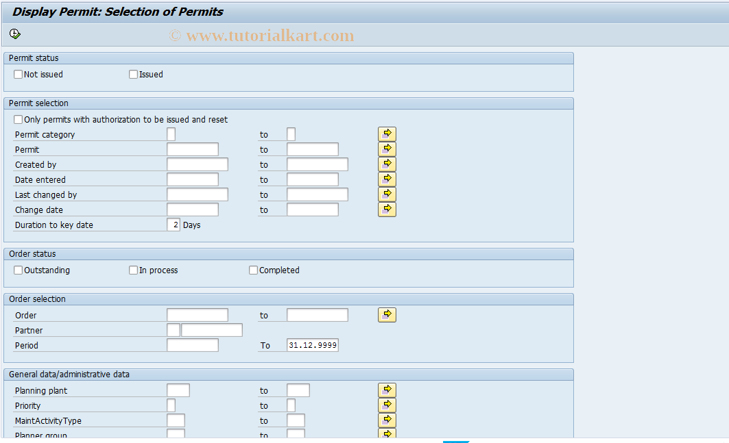 SAP TCode IPM3 - Display Permit