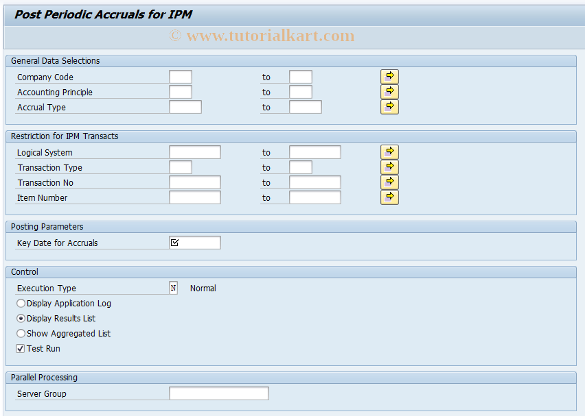 SAP TCode IPMACT - Calculate and Post Accruals