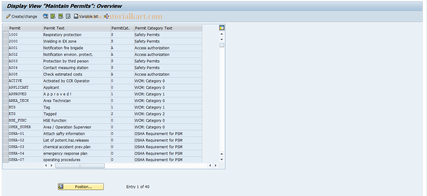 SAP TCode IPMD - Maintain/Display Permits