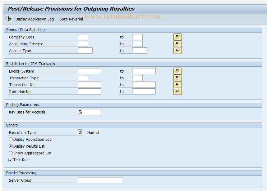 SAP TCode IPMOACT - Calculate and Post Provisions