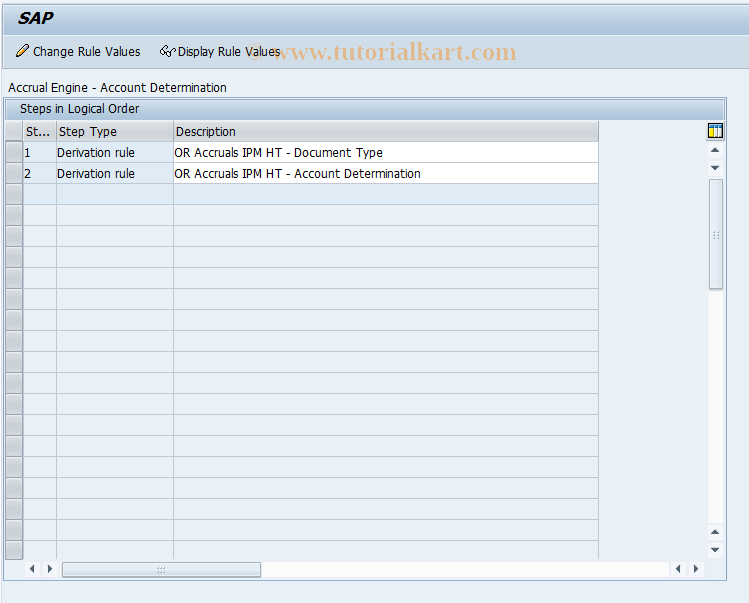SAP TCode IPMOADCONT01 - Accrl Account Detmn: Mntn Entry Area 01