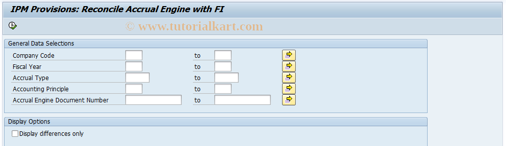 SAP TCode IPMOFIRECON - Accrual Engine / FI Reconciliation