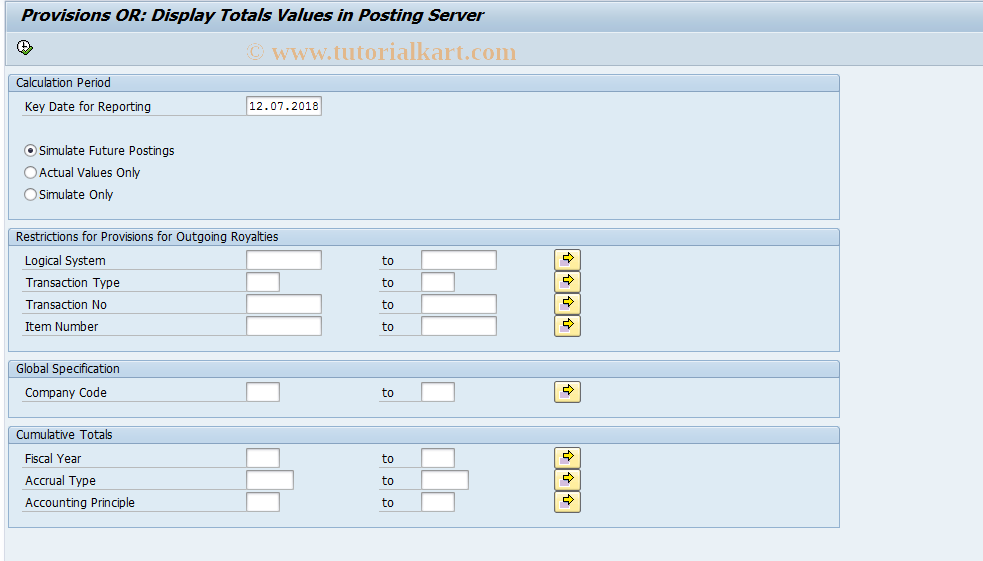 SAP TCode IPMOPSITEMS - Display Posting Totals Values IPMO