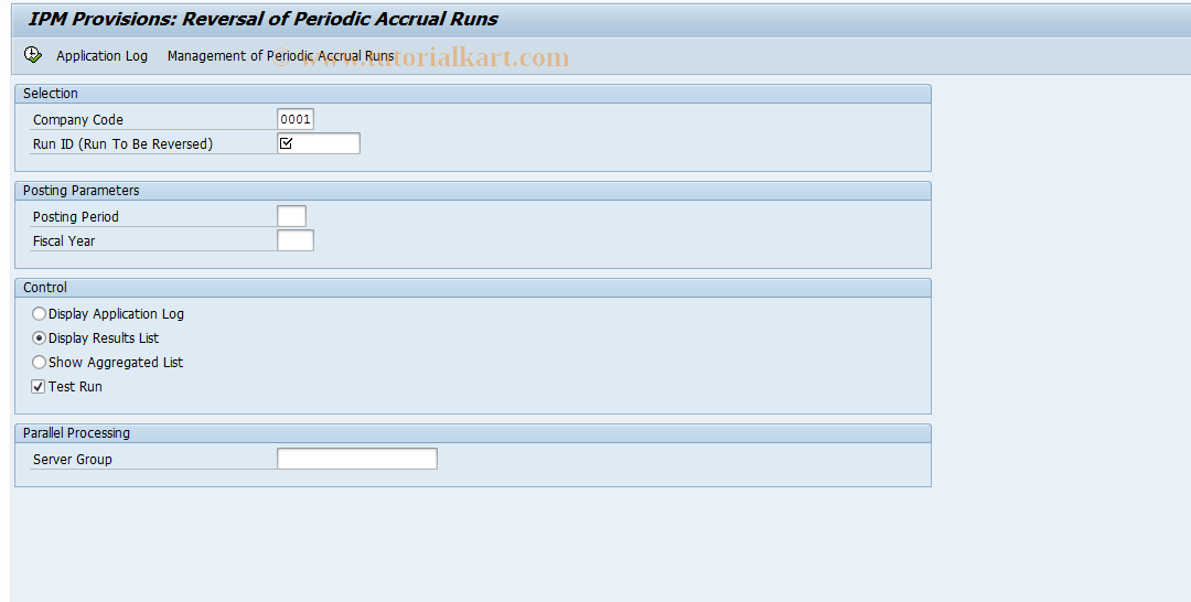 SAP TCode IPMOREVERS - Reversal of Periodic Accrual Runs