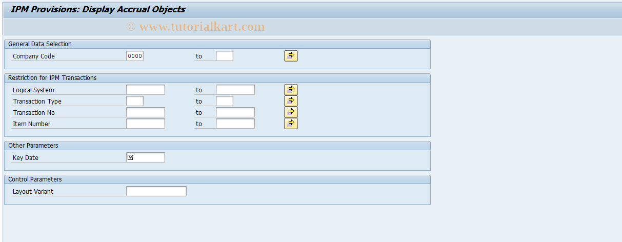SAP TCode IPMOTREE03 - Display / Change OR Accruals