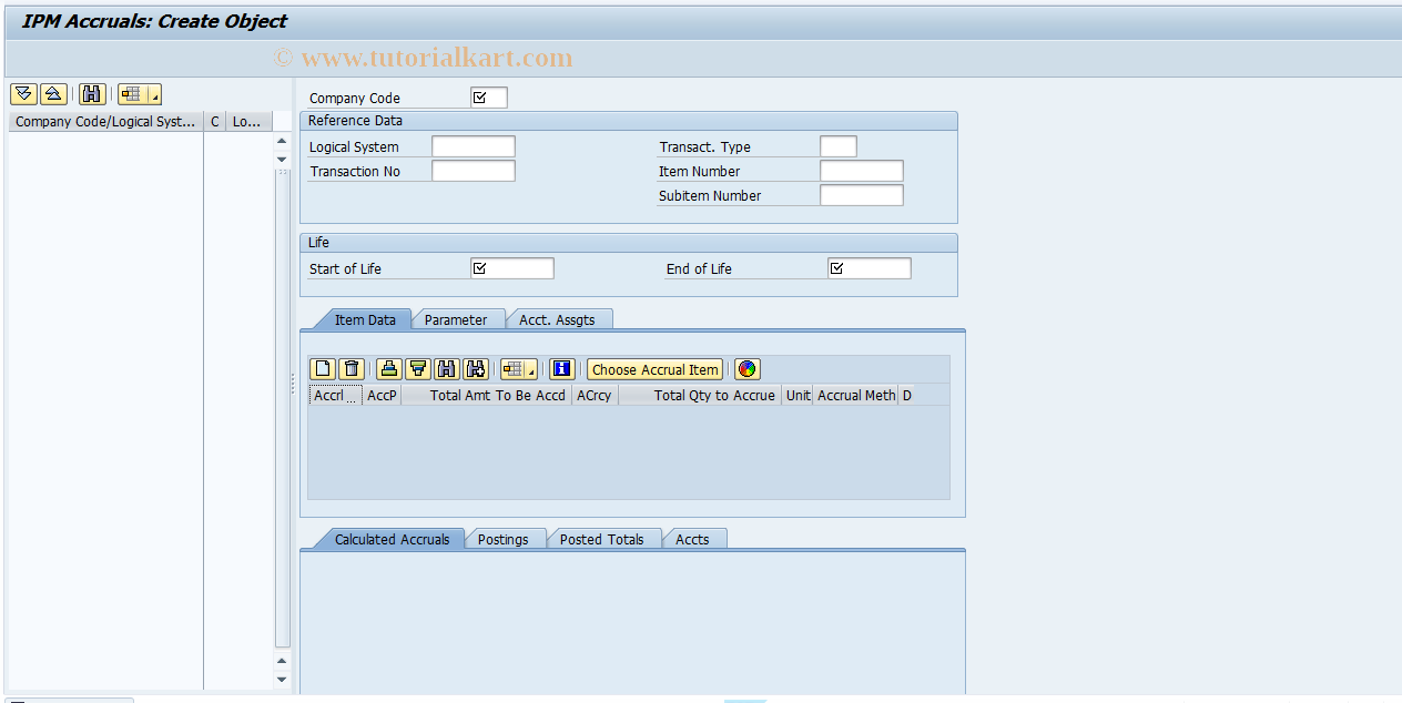 SAP TCode IPMTREE01 - Create IPM Accruals
