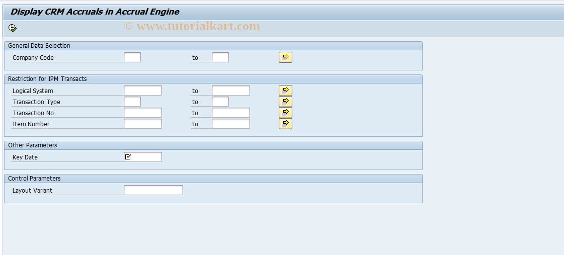 SAP TCode IPMTREE03 - Display/Change IPM Accruals