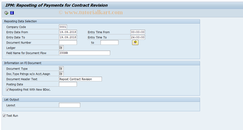 SAP TCode IPM_CR_REPOST_PAYM - TransfPstng of Payments After Revision