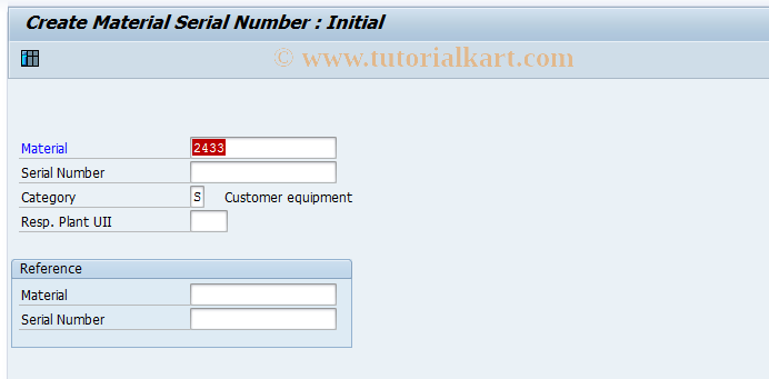 SAP TCode IQ01 - Create Material Serial Number