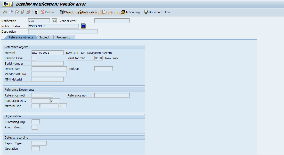 SAP TCode IQS3 - Display Notification - Extended View