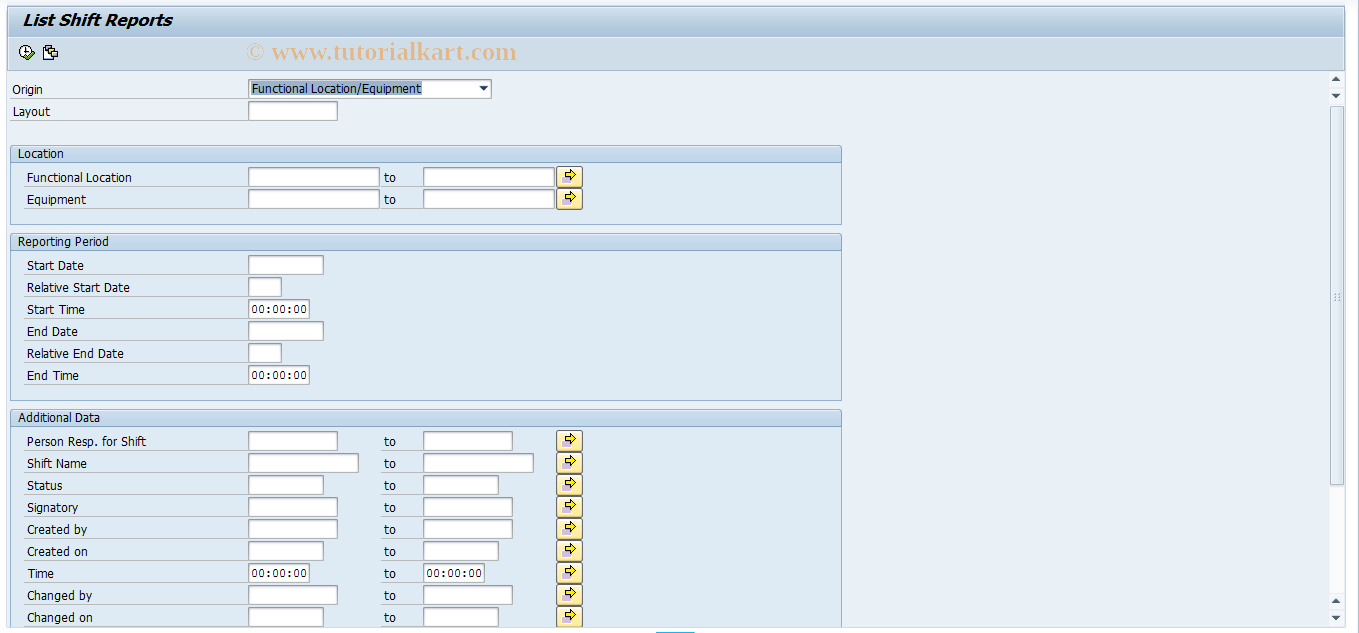 SAP TCode ISHR4 - List Shift Reports for Tech. Objects