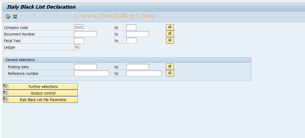 SAP TCode ITBLIST - Italy Black List Declaration