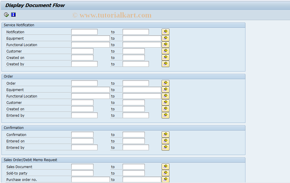 SAP TCode IW12 - Document flow list