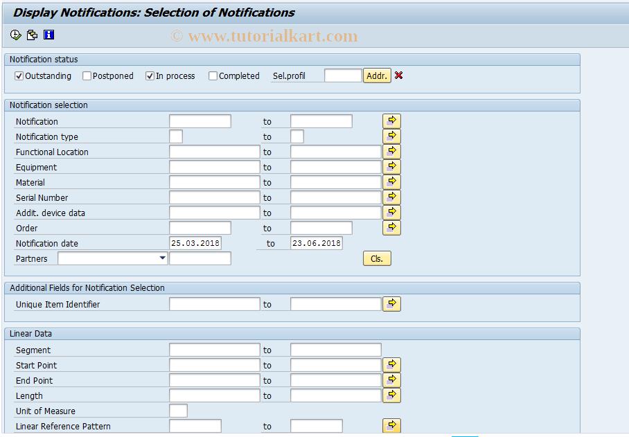 SAP TCode IW22 - Change PM Notification