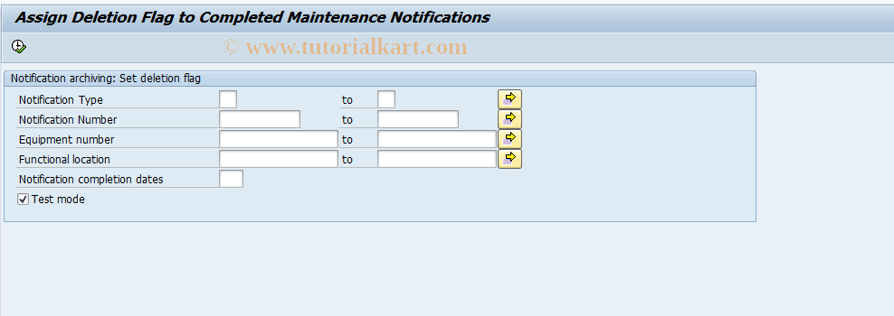 SAP TCode IW27 - Set deletion flag for PM notification