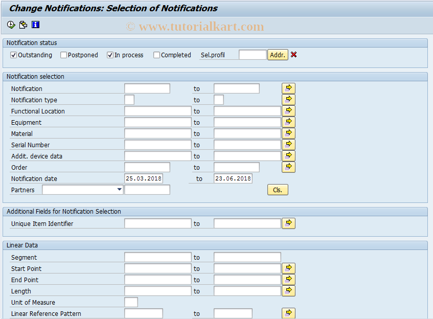 SAP TCode IW28 - Change Notifications