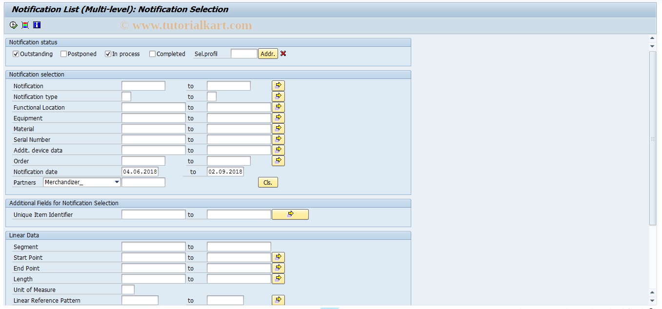 SAP TCode IW30 - Notification List (Multi-Level)