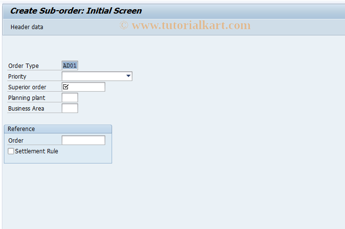 SAP TCode IW36 - Create PM Sub-Order